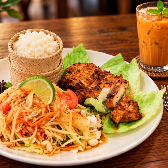 Grilled Chicken with Papaya Salad.